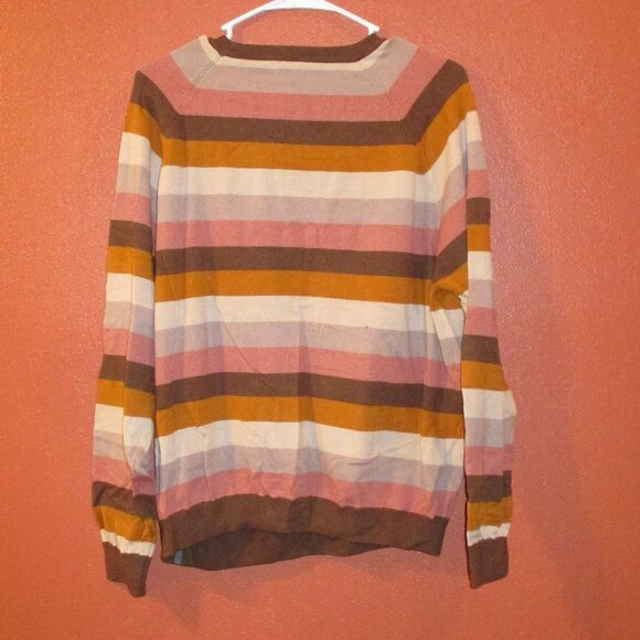Volcom Youth Girl XX Large Brown Orange Soft Striped Warm Long Sleeve Sweater - Picture 5 of 7